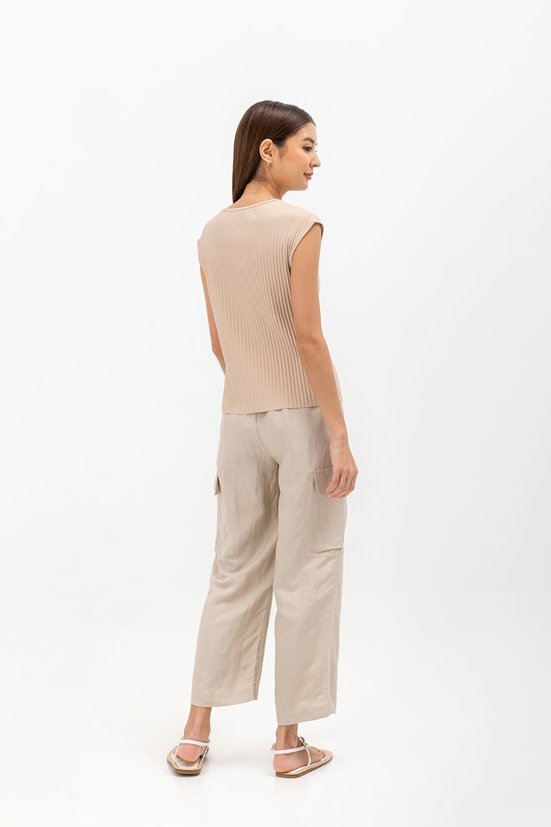 VALDIS PLEATED CAP SLEEVE TOP