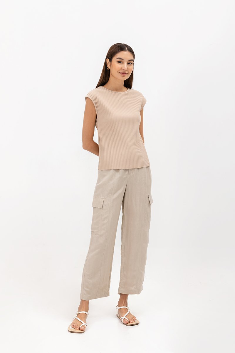 VALDIS PLEATED CAP SLEEVE TOP