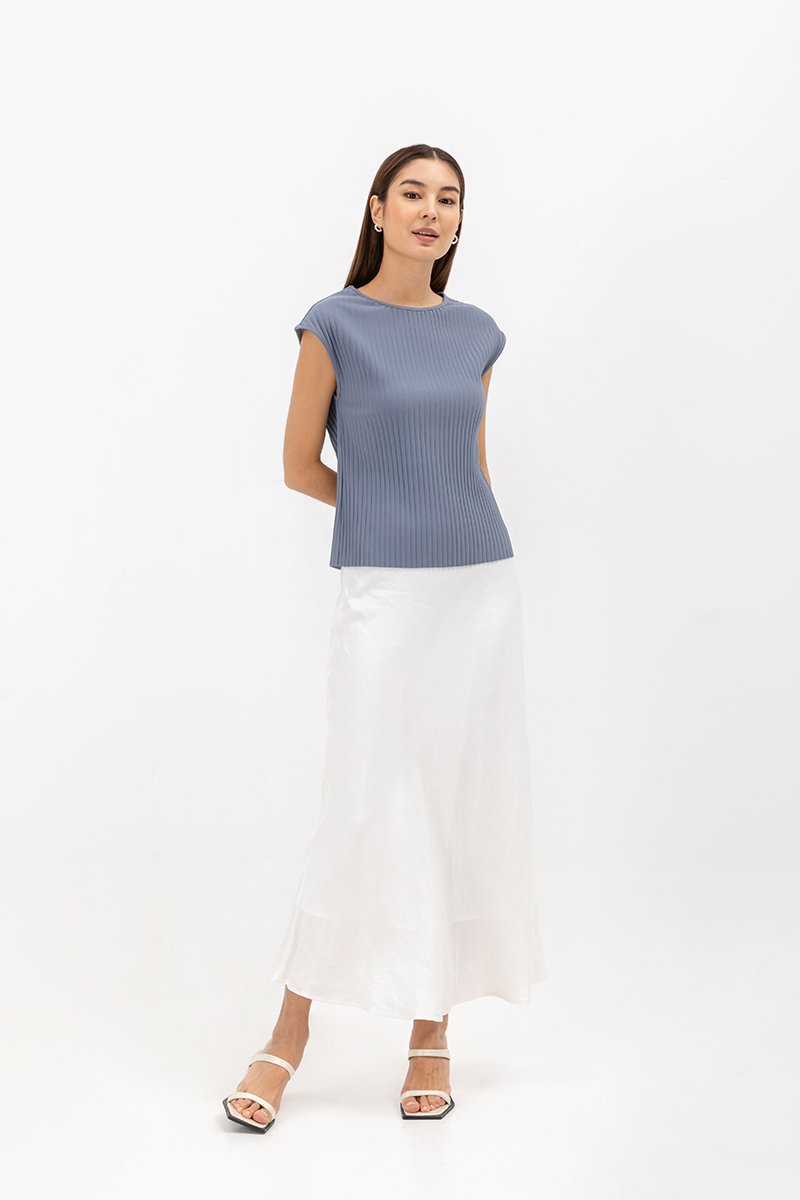 VALDIS PLEATED CAP SLEEVE TOP
