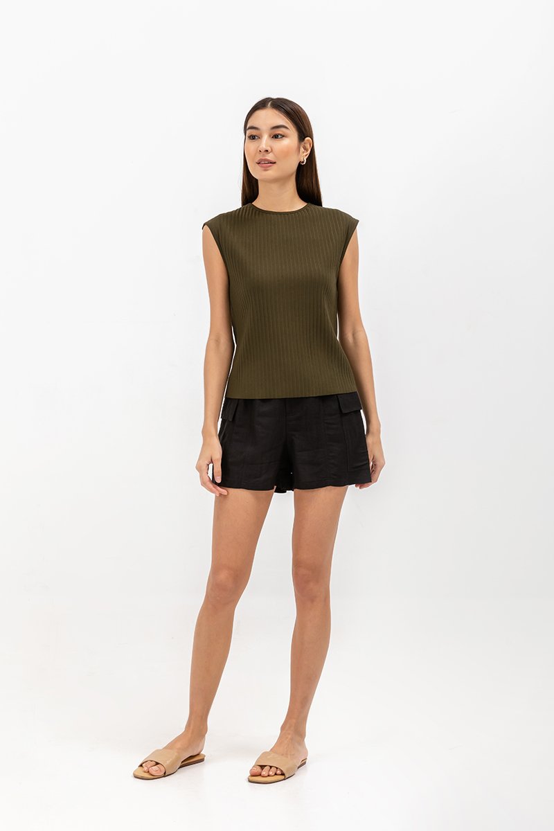 VALDIS PLEATED CAP SLEEVE TOP