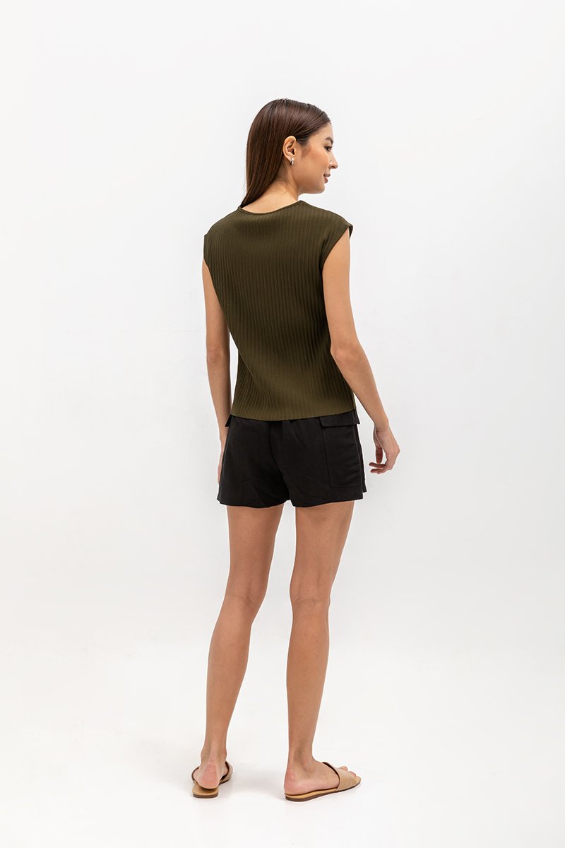 VALDIS PLEATED CAP SLEEVE TOP