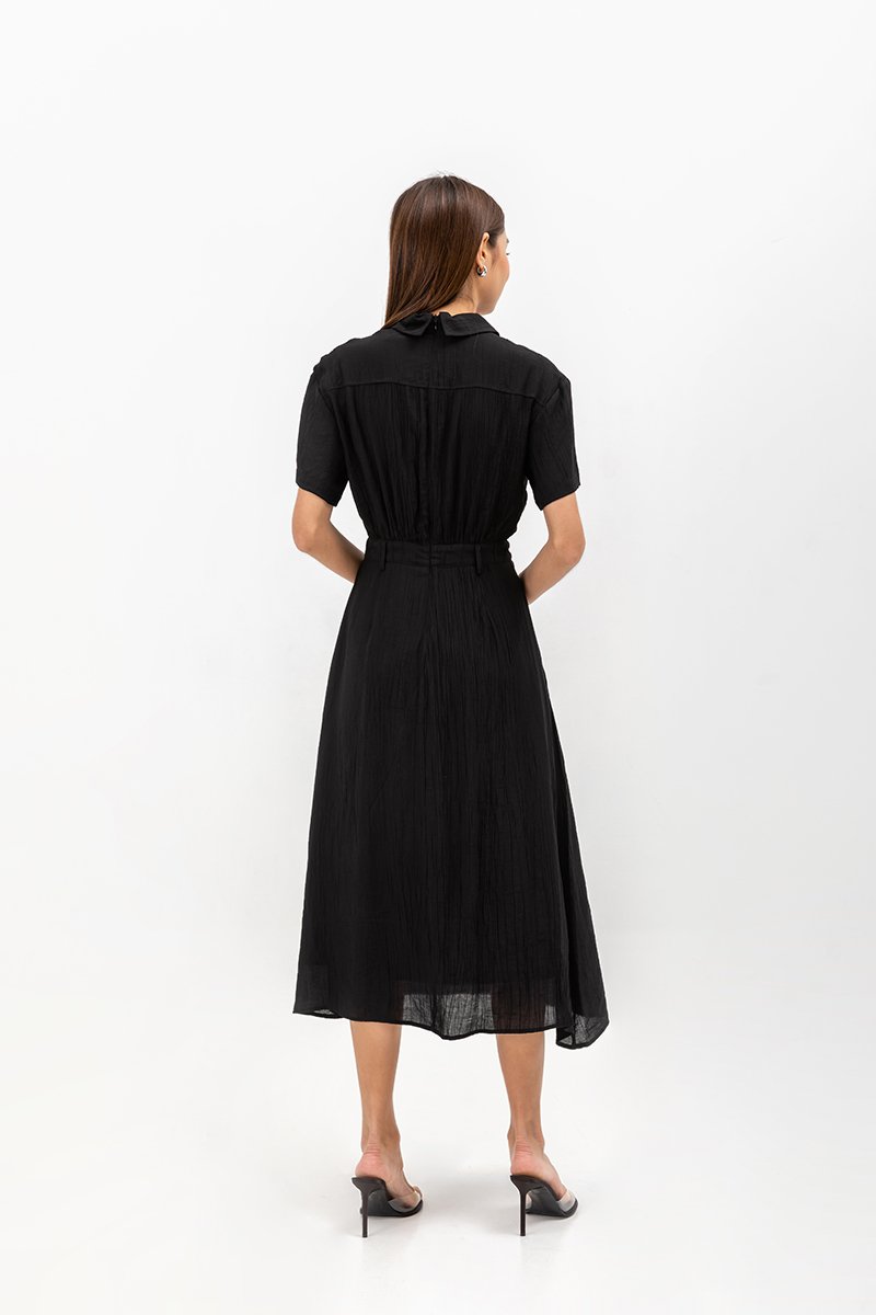 AINE PATCH POCKET TEXTURED MIDI DRESS
