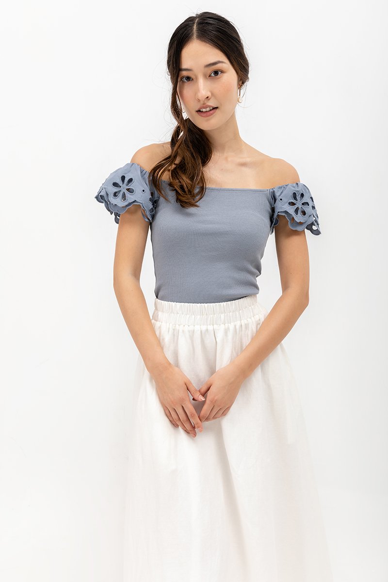 FERINA EYELET SLEEVE TOP