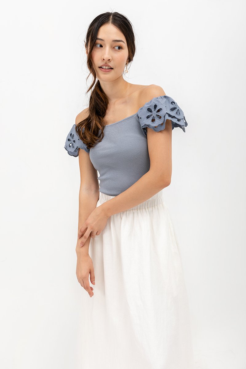 FERINA EYELET SLEEVE TOP