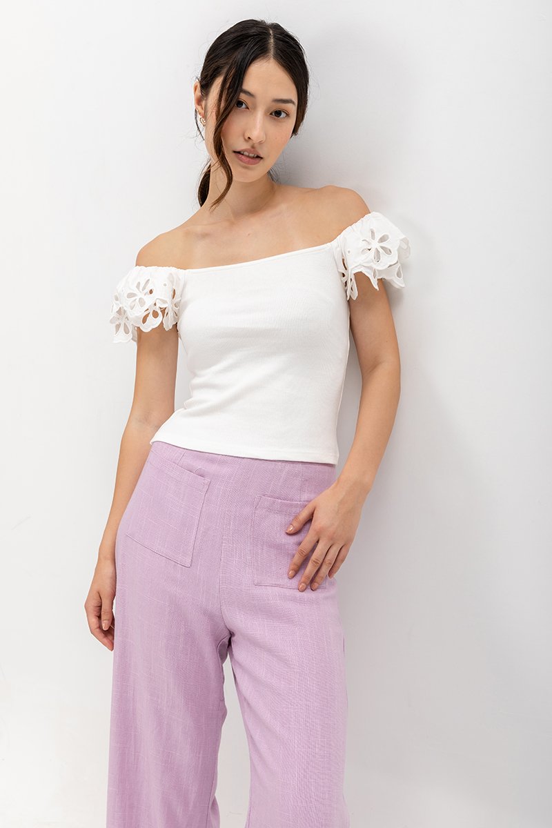 FERINA EYELET SLEEVE TOP
