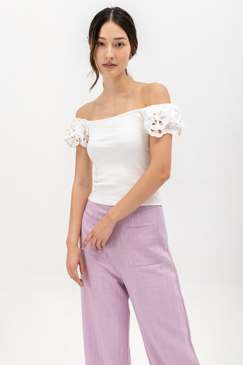 FERINA EYELET SLEEVE TOP
