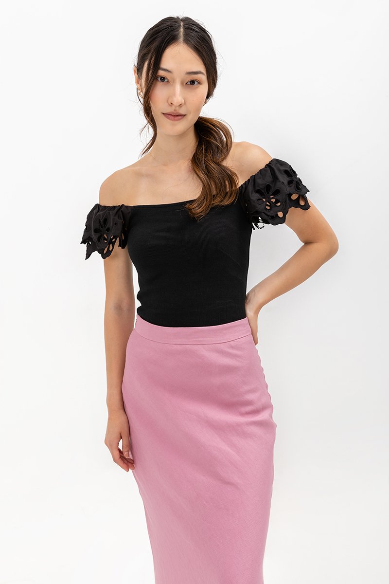 FERINA EYELET SLEEVE TOP
