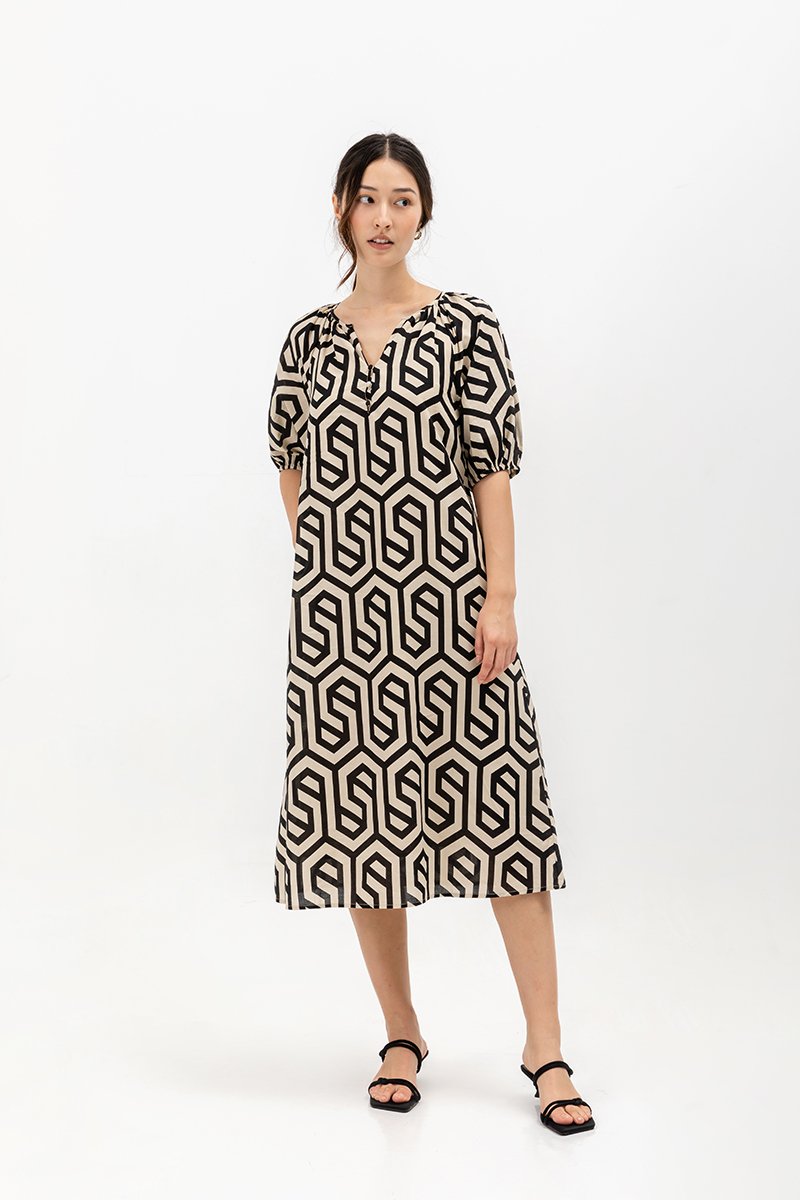 BETSY GEOMETRIC PRINT DRESS