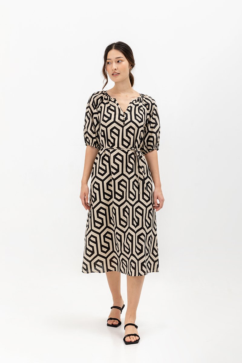 BETSY GEOMETRIC PRINT DRESS