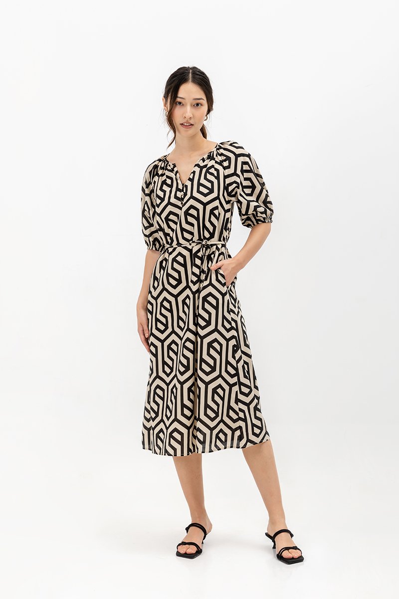 BETSY GEOMETRIC PRINT DRESS