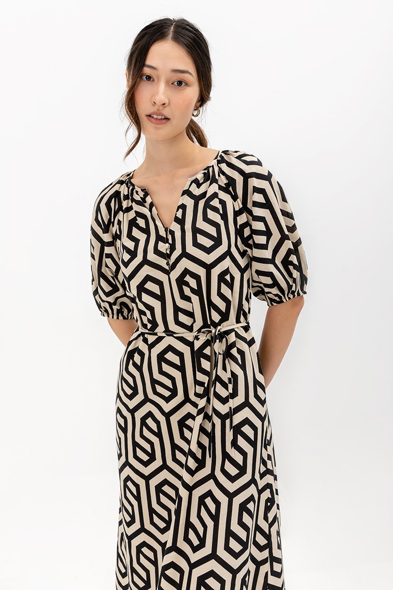 BETSY GEOMETRIC PRINT DRESS