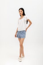 NEVYA LACE TRIM LINEN TOP