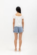 NEVYA LACE TRIM LINEN TOP