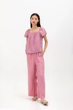 NEVYA LACE TRIM LINEN TOP