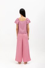 NEVYA LACE TRIM LINEN TOP