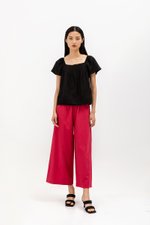 NEVYA LACE TRIM LINEN TOP