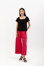 NEVYA LACE TRIM LINEN TOP