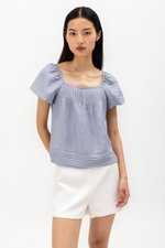 NEVYA LACE TRIM LINEN TOP