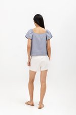 NEVYA LACE TRIM LINEN TOP