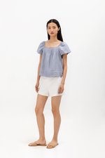 NEVYA LACE TRIM LINEN TOP