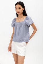 NEVYA LACE TRIM LINEN TOP