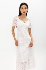 KEILANA FLUTTER SLEEVE EYELET DRESS KEILANA FLUTTER SLEEVE EYELET DRESS