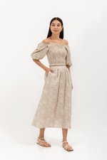 SUNNIVA PRINTED PUFF SLEEVE SMOCKED TOP