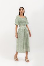 SUNNIVA PRINTED PUFF SLEEVE SMOCKED TOP