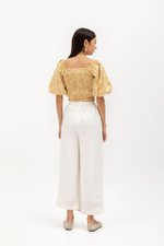 SUNNIVA PRINTED PUFF SLEEVE SMOCKED TOP