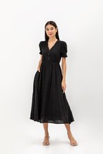 LAREINA TEXTURED V NECK MIDI DRESS LAREINA TEXTURED V NECK MIDI DRESS