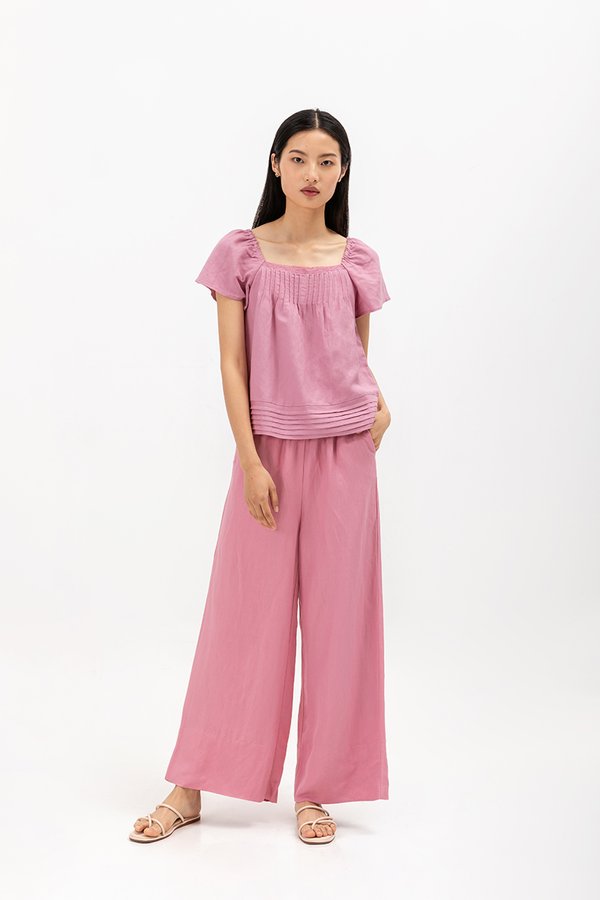NEVYA LACE TRIM LINEN TOP NEVYA LACE TRIM LINEN TOP