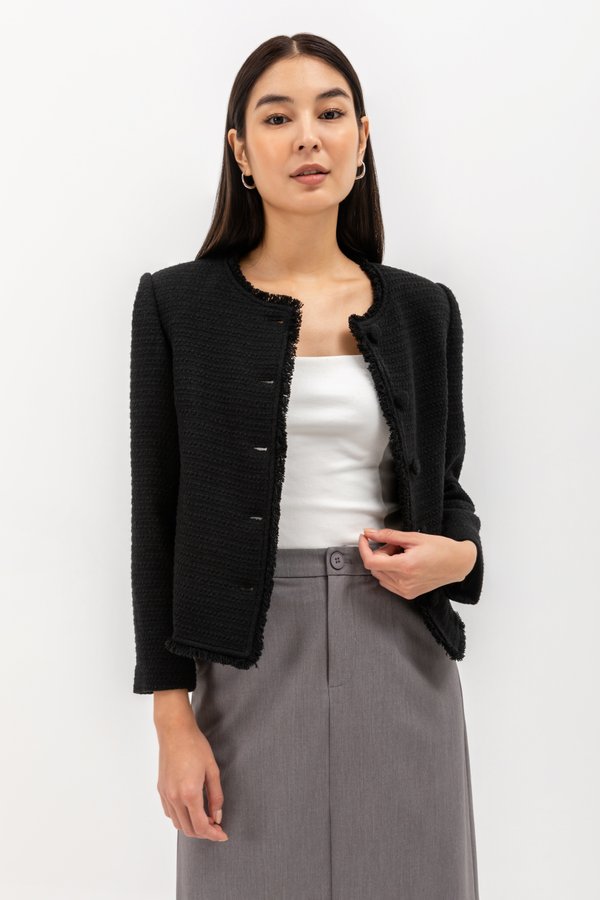 ISEUL RAW HEM TWEED BLAZER