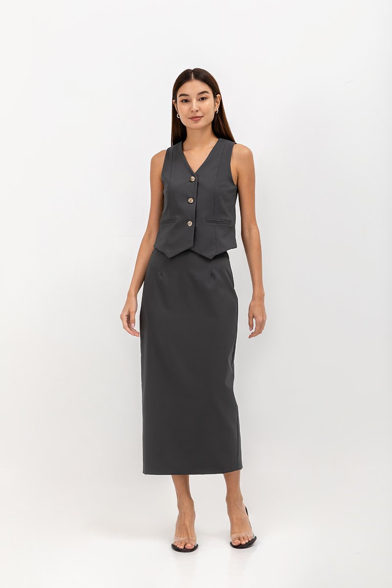 SASKIA CONTRAST BUTTON VEST