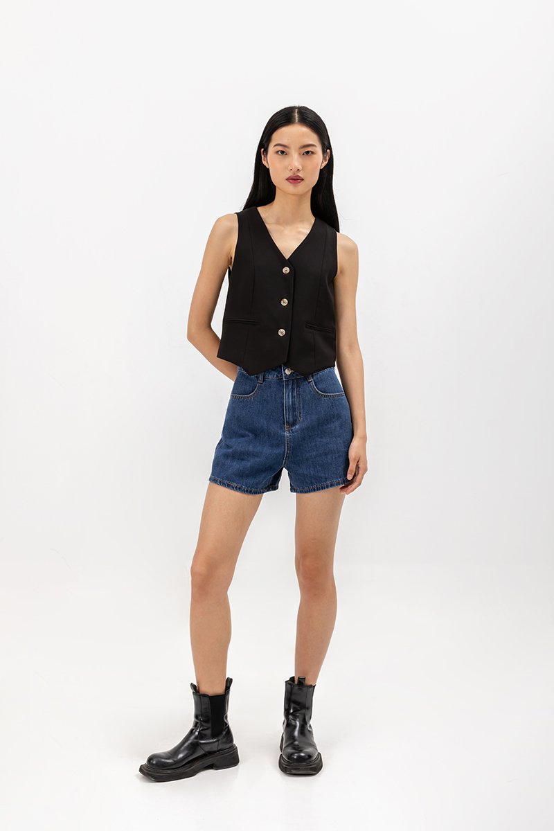 SASKIA CONTRAST BUTTON VEST