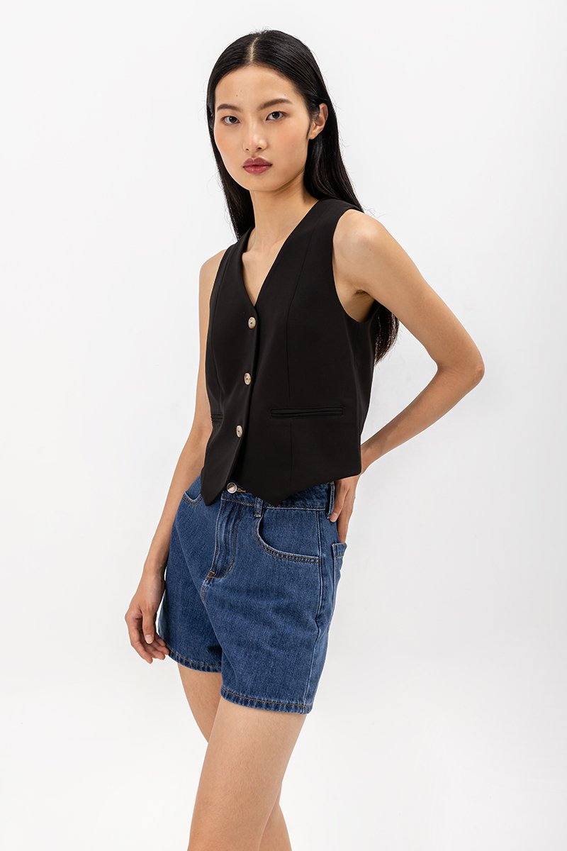 SASKIA CONTRAST BUTTON VEST