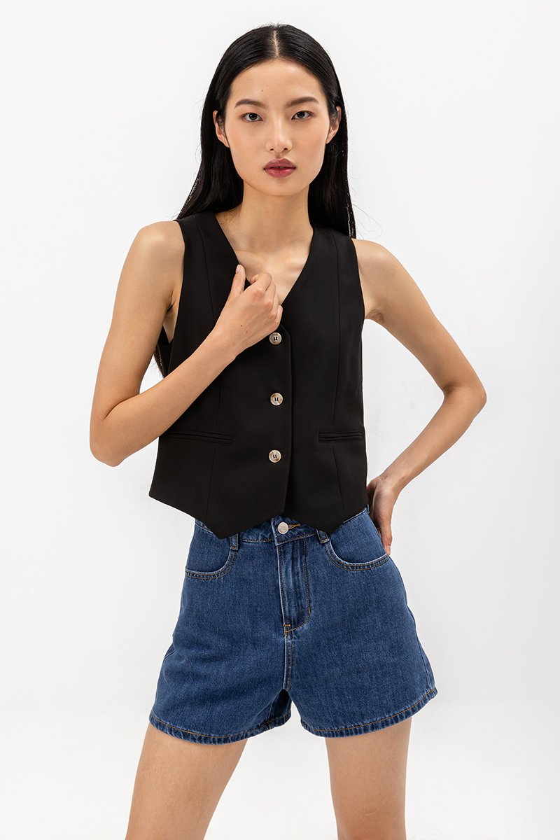 SASKIA CONTRAST BUTTON VEST