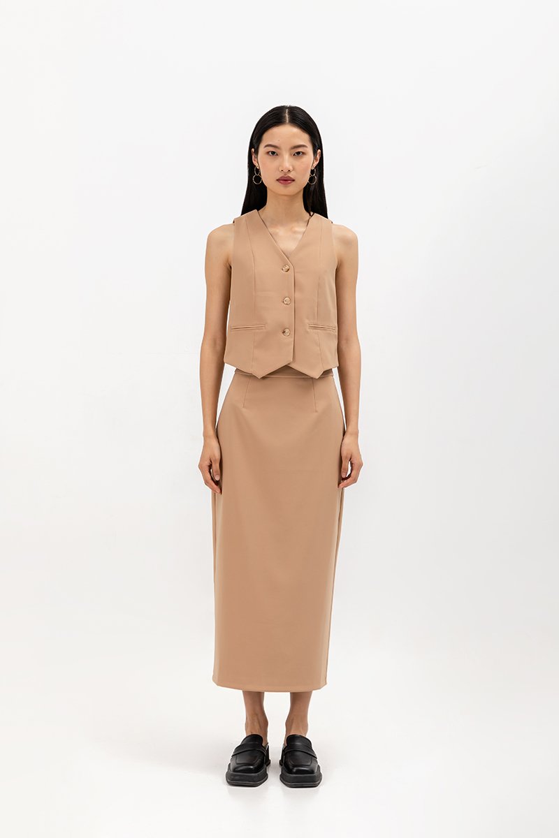 SASKIA CONTRAST BUTTON VEST