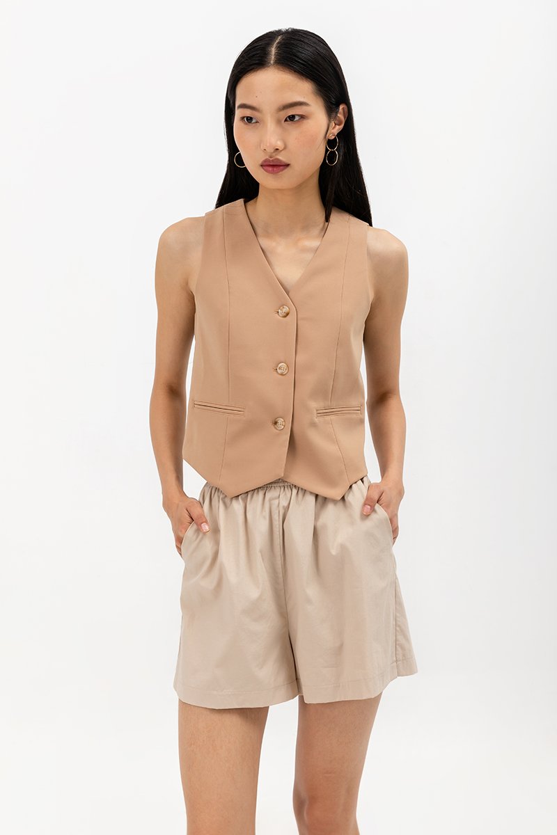 SASKIA CONTRAST BUTTON VEST