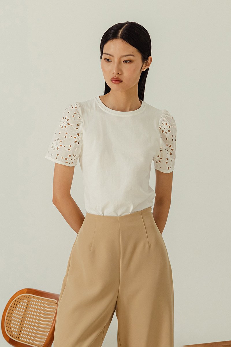 KIRU EYELET SLEEVE TOP