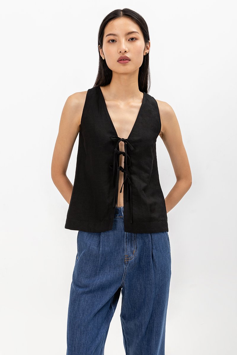 DWYN REVERSIBLE RIBBON TIE TOP