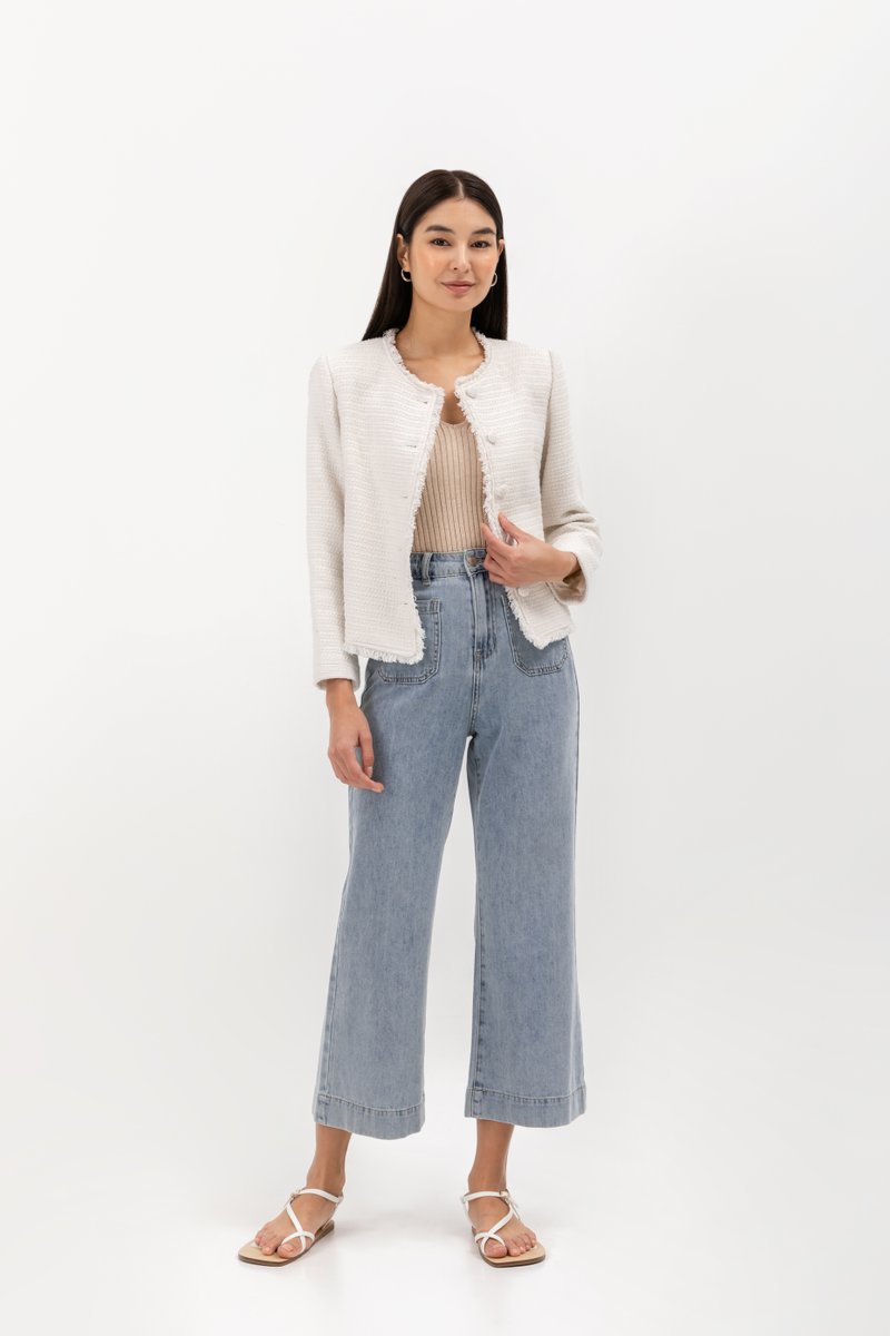 ISEUL RAW HEM TWEED BLAZER