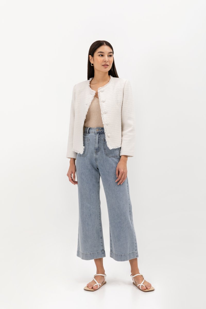ISEUL RAW HEM TWEED BLAZER