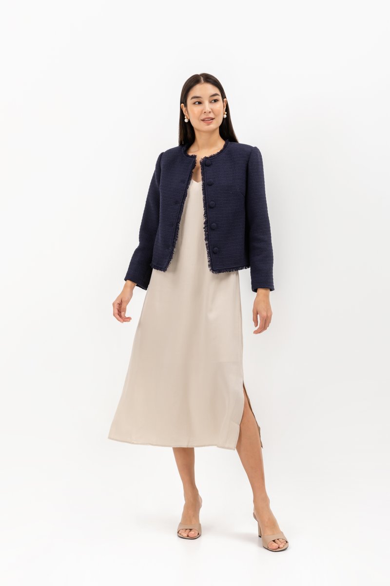 ISEUL RAW HEM TWEED BLAZER