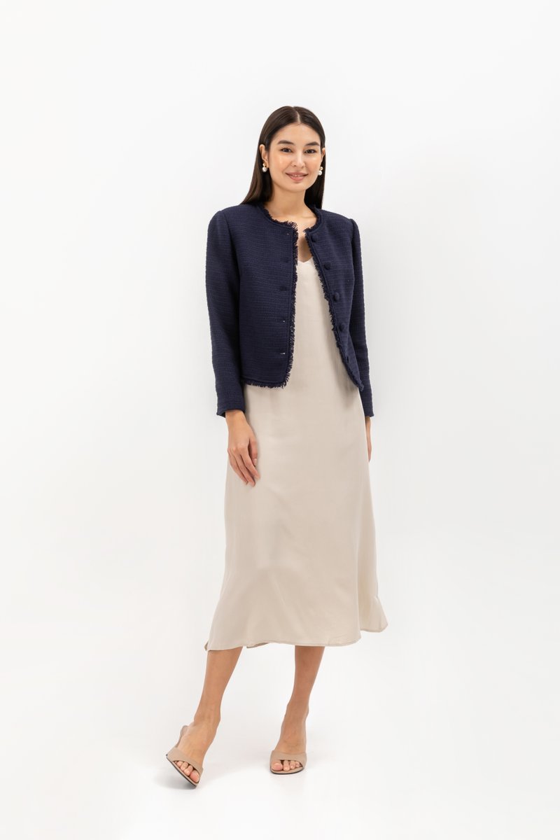ISEUL RAW HEM TWEED BLAZER