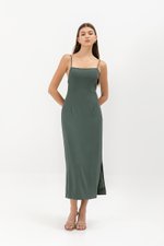 KACEY BACK TIE PADDED MAXI DRESS