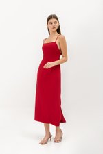 KACEY BACK TIE PADDED MAXI DRESS