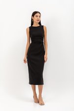 LARRY LOWBACK SIDE RUCHED DRESS LARRY LOWBACK SIDE RUCHED DRESS