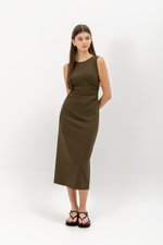 LARRY LOWBACK SIDE RUCHED DRESS LARRY LOWBACK SIDE RUCHED DRESS