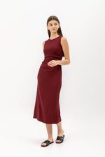LARRY LOWBACK SIDE RUCHED DRESS LARRY LOWBACK SIDE RUCHED DRESS