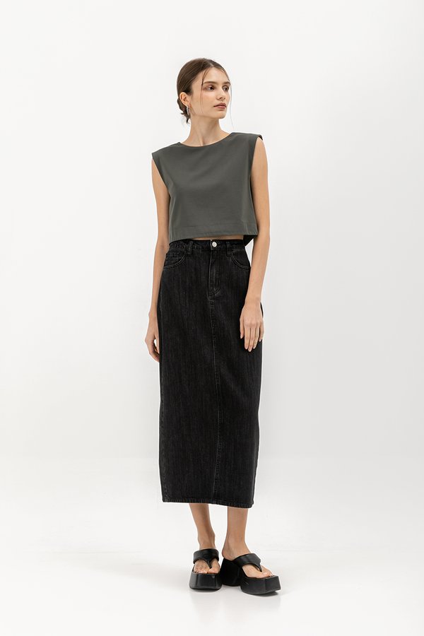 MALIKA DENIM MIDI SKIRT